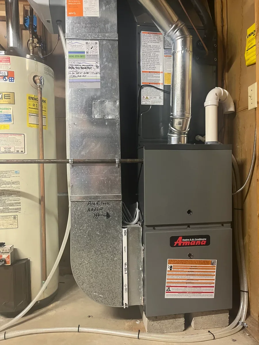 Completed furnace replacement and duct connections at the same St. Peters property.